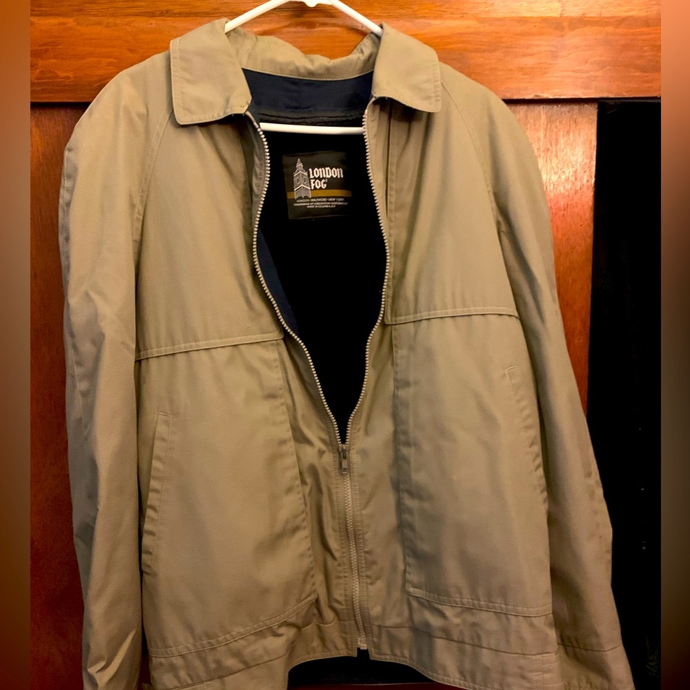 Vintage LONDON FOG Khaki Tan Zippered Jacket Zip Out Fleece Liner